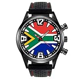 Timest - Süd Afrika - Länder Flaggen Herrenuhr mit Silikonarmband in schwarz Rund Analog Quarz SF203CC