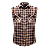 Tankshirt Herren Basic Kariert Mode Design Herren Top Ärmellos Sommer Hip Hop Style Knopfleiste Taschen Herren Tank Top Trend Persönlichkeit Herren Shirt E-005 XL