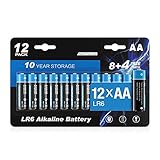 Alkaline Batterien, 12 Stück, AA 1,5 V, leistungsstark, 10 Jahre Speicherung LR6 Batterien für Funkfernbedienung, Uhr und Taschenlamp