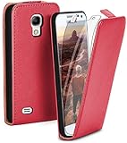 moex Flip Case mit Schutzfolie für Samsung Galaxy S4 Mini - Handytasche klappbar, Pink