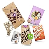 Reishunger Erdnuss Satay Box (für 4 Personen) – Für indonesische Satay Spieße – Inkl. Rezeptkarte, 2x Jasmin Reis, Indonesische Satay Paste, Kokosmilch und Holzspieße – Ideal zum Verschenk