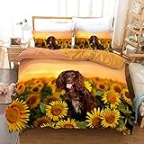 Deutscher Spaniel Bettwäsche 135x200 cm Warme Winter Bettwäsche-Set Microfaser Bettwaren ReißVerschluss für Kinder Teenager Jungen Mädchen Süß Tier Hund Flauschige Bettbezug Mit 2 Kissenbezug 80*80