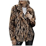 GFGHH Sweatshirts Damen Casual Plüsch Winterpullover Outwear Frauen Leopard Animal-Print Trenchcoat Jacke Pullover Fleecejacke Sweatjacke Warm Parka Faux Revers Coat Classics Soft Kunstpelz M