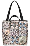 VOID Vintage Florale Fliesen Muster Tasche 33x33x14cm,15l Einkaufs-Beutel Shopper Einkaufs-Tasche Bag