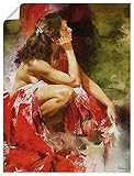 Artland Poster Kunstdruck Wandposter Bild ohne Rahmen 30x40 cm DIN A3 Gemälde Frau Portrait Aktmalerei Mode Kunst Romantik Rot U2CB