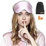 Viedouce Schlafmaske Seide Augenmaske,100% Hautfreundlich Seide Schlafmaske Frauen und Herren, Angenehme Schlafmaske Ideal für Schlaf zu Hause und Auf Reisen (1 Pack- Rosa)