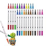 Coloring Brush Pen Set - 24 Farben Dual Tip Art Stifte mit Fineliner Tip Art Markern Weiche, flexible Spitze Dauerhafter Aquarelleffekt (24 Colors)