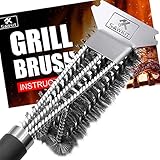 SAWKIT Grillbürste und Schaber/Sicherer 18' Edelstahl-Gewebedraht 3 in 1 BBQ-Bürsten-Reinigungswerkzeuge Zubehör für Outdoor-Grillset/Grillbürsten BBQ Grill-Reinigungsbü