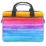 Wildflower Floral Horizontale Streifen Muster Laptoptasche für Frauen, Leichte Computertasche, Handtasche Schultertasche für Business Büro Arbeit Reisen, Mehrfarbig 8,