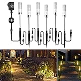 Gartenbeleuchtung ECOWHO 6er Gartenleuchte mit Erdspieß IP65 Wasserdicht Gartenstrahler, LED Wegbeleuchtung mit Kabel, Gartenlampe mit Strom, Luftblase warmweiß Wegleuchte für Outdoor Rasen H