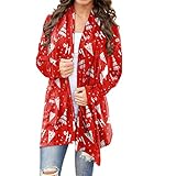 ZYUD Weihnachtsstrickjacke Damen Lange Strickjacke Weihnachtsmann Jacke Weihnachten Damen Langarmshirt Strickjacke Lang Winter Elegant Pullover Cardigan Wintermäntel Übergangsjacke Xmas Sw