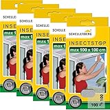 Schellenberg 5er Spar Pack Fliegengitter für Fenster, 100 x 100 cm, weiß, einfache Montage ohne Bohren, inklusive Befestigungsb