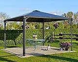 Palram Canopia Aluminium Pavillon Überdachung Gazebo Palermo 3500 350x350 cm Sommer-Pavillon und Garrtenpavillon mit 6mm Doppelstegp