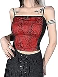 YILEEGOO Frauen Gothic Spitze Crop Top Camisole Square Neck Sleeveless T-Shirt Punk Halloween Bluse Tank Top, rot, M