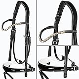 Heinick-Reitsport Trense anatomisch Performance Weiß Lack konisches RH Zaumhaken ~ Warmblut ~ Auswahl (Glow-Champagner)