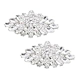 Duosheng & Elegant BD Doppelt Raute Design Strass Kristall Schuhe Dekoration für Flache Pumps Brautschuhe Hochzeitsschuhe Sandalen Schuhe Accessories Schuhclips 2 Stück Silb