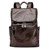 MIMITU Herrenmode Rucksack weiches Leder Casual Rucksack Computertasche Schultasche Outdoor Reisetasche mit großem Fassungsvermögen,braun,Einheitsgröß