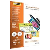 Fellowes Laminierfolien Set Creative Collection mit verschiedenen Laminierfolien (A4, A5, 10 x 15 cm), 80 Mikron 2 x 80), 50 Stück