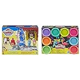 Play-Doh E6688 Drizzy Eismaschine mit Toppings, inklusive Drizzle Knete und 6 Farben & 5063 0 8erPack mit Spielknete in 8 Neonfarben, Knete für fantasievolles und kreatives Sp