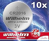 10 x Knopfzelle CR2016 Wilhelm Batterie Lithium 3V CR 2016 Industrieware…