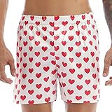 Aiihoo Herren Satin Boxershorts Boxer Briefs mit Herz Muster Glänzend Kurze Hose Männer Unterwäsche Unterhose Badeshorts Mehrere Stile Weiß L