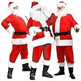 eiuEQIU Weihnachten Kostüm für Herren Cosplay Weihnachtsmann Gold Samt Kostüm Anzug Weihnachtskleidung Set Langarm Kostüm Roter Siebenteiliges für Männer Weihnachten, Mottoparty,