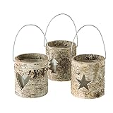 3 STK BIRKE Teelichthalter Windlichter XL 13cm Birkenstamm Glas Einsatz Natur braun Holz Birkenholz Deko Holzstamm Windlicht Teelichte Weihnachtsdeko Tannenbaum Weihnachten Tischdek