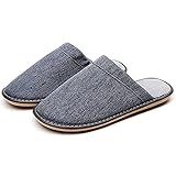 Herrenhausschuhe Autumn Home Polyester Hausschuhe Männer rutschfeste Fuzzy Winterschuhe für Holzbodenhaushalt, Lässig Atmungsaktiver Slip Auf Weichen Folien(Size:43/44,Color:EIN)