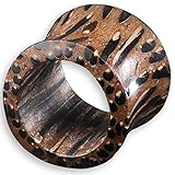 viva-adorno® 1 Stück Double Flared Flesh Tunnel Plug aus Holz verschiedene Holzarten zur Auswahl Größe 4 - 30mm WP2, Palm dunkel, 28