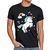 style3 Unicorn Candy Einhorn Herren T-Shirt Regenbogen Süßwaren, Größe:XXXL;Farbe:Schw