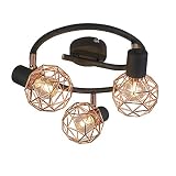 QAZQA - Design Moderner schwarzer Deckenstraher mit kupfer 3-flammig Spotbalken flammig - Mesh | Wohnzimmer | Schlafzimmer | Küche - Stahl Rund - LED geeignet E14