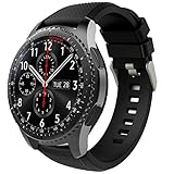 TiMOVO Armband Kompatibel mit Samsung Gear S3 Frontier/Galaxy Watch 3 45mm/Galaxy Watch 46mm, Silikon Uhrenarmband Erstatzband mit Schließe für Huawei Watch GT2 Pro/GT 2e/GT 46mm/Fenix 5, Schw