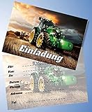 12 x Einladungskarten für Geburtstag - Partys und Kindergeburtstag inkl. 12 Umschläge Trecker Traktor Nr. 1