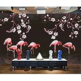 Fototapete 3D Effekt Nordic Gemalte Yulan Flamingo Wandtapete Vlies Wohnzimmer Schlafzimmer Dekoration Tapete Custom S