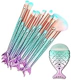 Yanyan 11-teiliges Meerjungfrau-Make-up-Pinsel-Set, professionelles Make-up-Pinsel-Set, Augen-Make-up-Pinsel für synthetisches Gesicht, Lidschatten, Concealer, Eyeliner, Augenbrauen, Mischp