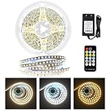 LED Band Lichterkette, 3m LED Strip Dimmbar 3000K Warmweiß & 6000K Kaltweiß lichtband, KWODE 12V LED Streifen mit Netzteil & Fernbedienung für Decke, Küche, S