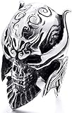 QAZXCV Elegante Herren Großer Edelstahl-Ring-Silber-Ton-Schwarz Teufel-Schädel Gravierte Casted Ring,13