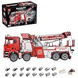 ASPAS Technik LKW Feuerwehrauto Modell, 5030 Teile Technik Feuerwehr LKW mit Kran, 13 Motoren Bauset Kompatibel mit Lego Technik (Upgrade Version)