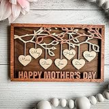 soulglass Personalisierter Stammbaumrahmen, Muttertagsrahmen, Stammbaumrahmen, Familienrahmen, Rahmen für hängende Herzen, Geschenk für Mama, Geschenk für O