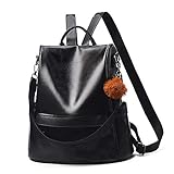 Padgene Vintage Damen Rucksack Schultertasche Handtasche 3 in 1, Rucksack Damen Anti Diebstahl Wasserdicht Lederrucksack (Schwarz-A)