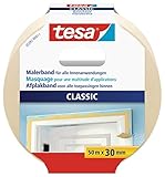 tesa Malerband CLASSIC - Abdeckband zum Abkleben bei Malerarbeiten - lösungsmittelfrei, rückstandslos entfernbar - 50 m x 30