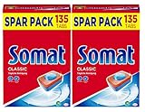 Somat Classic Spülmaschinen Tabs, 270 (2x 135) Tabs, Sparpack, Geschirrspül Tabs für die tägliche Reinigung von Besteck und Geschirr, mit Extra-Kraft und Schutz vor Glask