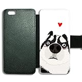 stoßfest Fall Compatible with iPhone 6 6s 4.7inch Lieblichkeit Stehendeckel-Kartenschlitz drucken Husky