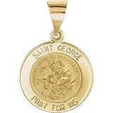 14 Karat Gelbgold 15 mm poliert rund hohl St. George Medaille Anhänger Halskette Schmuck Geschenke für F