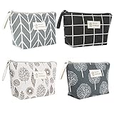 Kleine Kosmetiktasche, Weinsamkeit 4 Stück Reise Kosmetiktasche, Segeltuch Multifunktionale Makeup Tasche , Tragbare Kulturbeutel, Reißverschluss-Münztasche Aufbewahrungstasche für Damen Und M