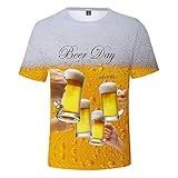 Battnot Oktoberfest Kostüm Bayerische Herren T-Shirt Lustig 3D-Druck Kurzarm Rundhals Tops Schwarz Weiß Beige Rot, Männer Cosplay Bluse Programm Bier Festival Kleidung mit Knöpfe Große Größen M-XXXXL