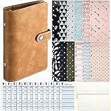 NEYOANN A6 PU-Leder-Notizbuch, 6 Ordner-Sets, 12 Budget-Umschlag-Systeme, 12 Ausgabenbudget und 24 Rechnungsplan-Etiketten D