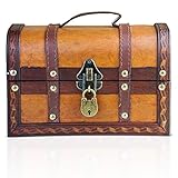 Brynnberg Schatztruhe „William 22x14x14cm“ – Große Schatzkiste mit Griff, Hellbraun Mit Deckel, Schloss Und Schlüssel, Piratenkiste Verschließbar, Aufbewahrungsbox