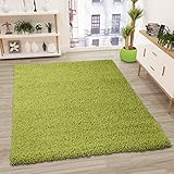 VIMODA Prime Shaggy Teppich Grün Hochflor Langflor Modern, Maße:70x140