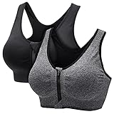 CARETOO Damen Sport BH Stark Halt Active Bra Höhe Beanspruchung Trainieren Bustier Fuer Yoga Fitness - Mit Reiß